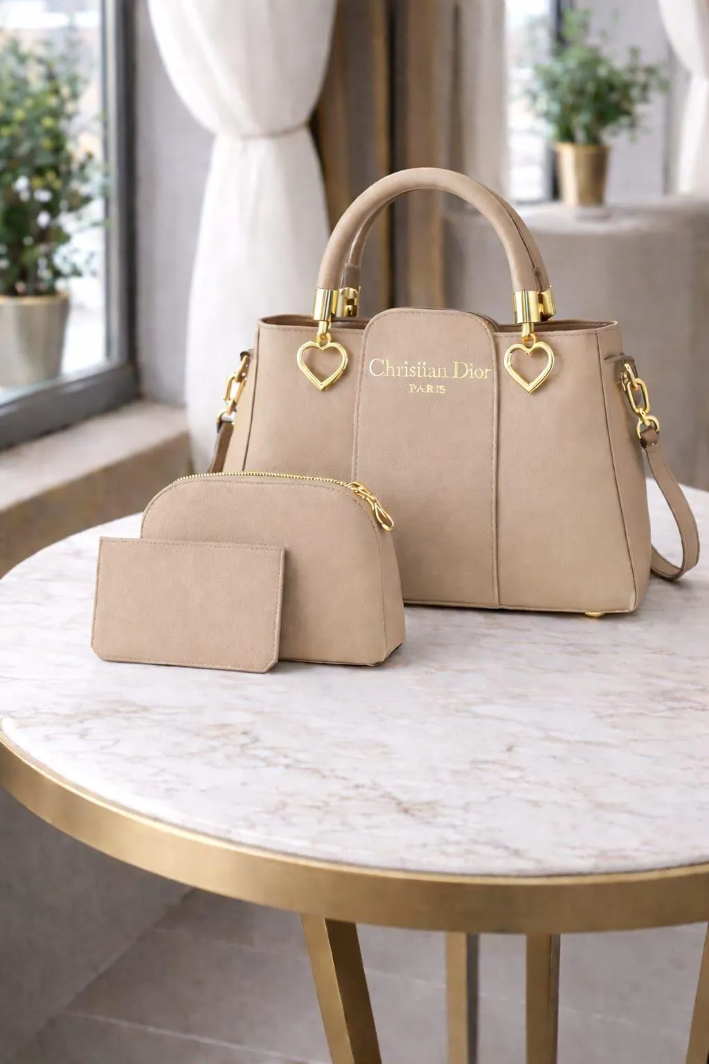 Women's Leather Plain Hand Bag Set