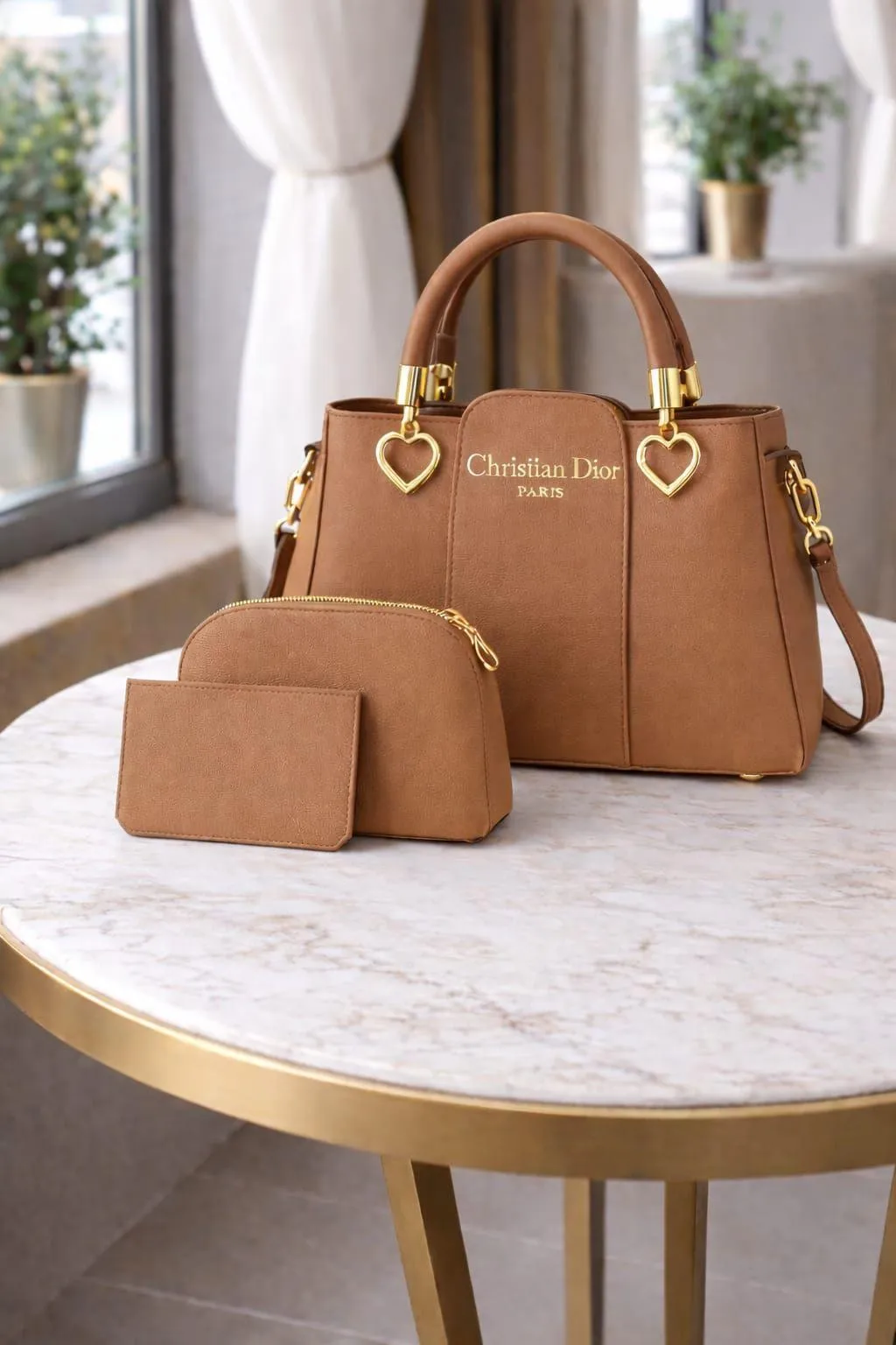 Women's Leather Plain Hand Bag Set