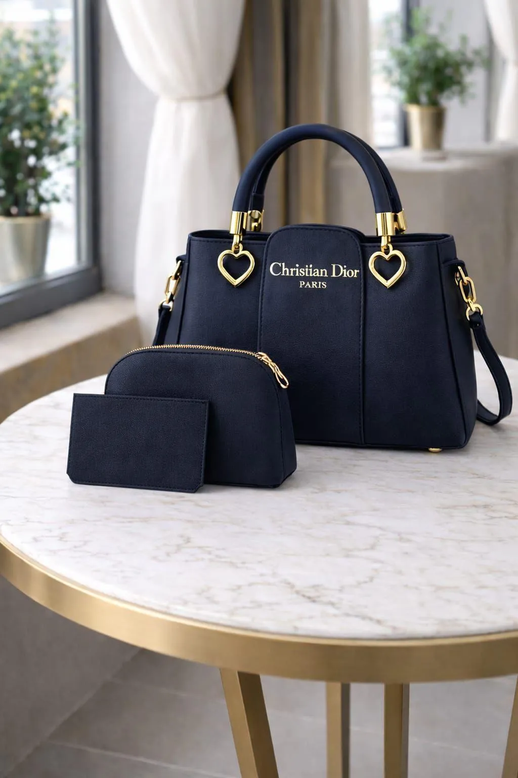 Women's Leather Plain Hand Bag Set